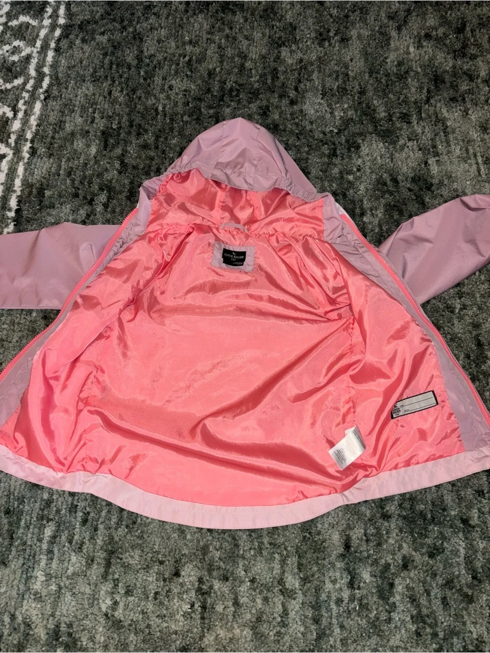 Eddie Bauer Girls Pink Two-Tone Hooded Raincoat
